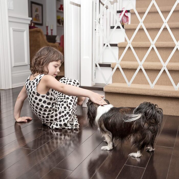 Захисне ворота для собак Relaxdays, розтягується до 130 см, висота 87,5-100 см, бамбук, біле XL