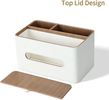 KINGFOM Склянка для серветок з 2 відсіками, з PU шкіри, для дому, офісу, ванної кімнати (Бежева)