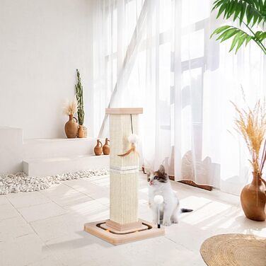 Cat scratching post, 67cm scratching pillar with interactive cat toy, sisal scratching tree with hanging and track balls, cat scratching furniture
