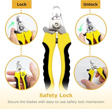 Професійна кусачка для собак з захистом, замком безпеки та пилочкою для нігтів (середній-великий, зелений). Кусачка для собак (малий-середній, жовтий)