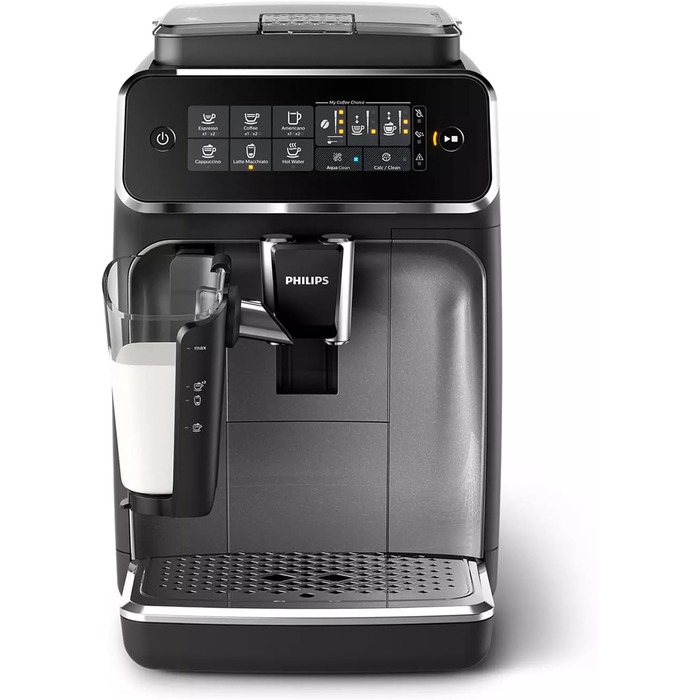 Philips 3200 Fully Automatic Coffee Machine – LatteGo Milk System, 5 Coffee Specialties, Intuitive Touch Display, Silver (EP3246/70) Latte Go 5 Coffee Specialties