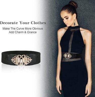 Жіночий еластичний пояс, 4 шт. Чорний вінтажний стрейч-пояс, широка ретро мода для жінок