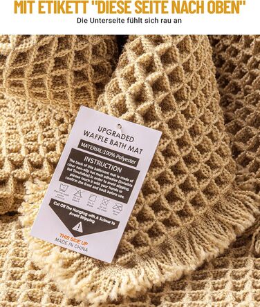 Boho Bathroom Rug Set - Non-Slip Bath Mats (2 Piece) - Washable Shower Rugs for Bathroom, Bedroom, Living Room - 51x120cm + 41x61cm Brown