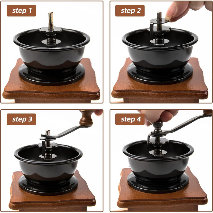 Ручна кавомолка Vintage: антична дерев'яна кавомолка з регулюванням ступеня помелу для дому, офісу та подорожей