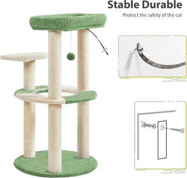 Yaheetech Cat Tree, Ocean Design Cat Tree, Cat Scratching Post, with Platform Space Capsule Sisal Posts, Stable Cat Climbing Tree, (Green/Beige)