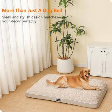 Ортопедичний лежак для собак, двоярусний килимок для собак, зручний лежак для собак, знімний кошик для собак, 90 см для собак маленьких та середніх порід (105 x 69 x 12 см, бежевий)