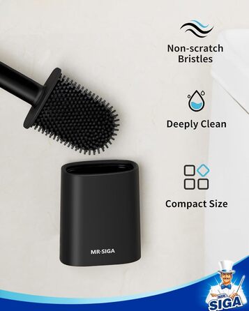 Набір для чищення унітазу Mr.SlGA з тримачем, настінний, компактний, білий, 2 шт. (чорний)