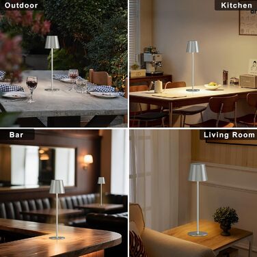 Акумуляторна LED настільна лампа бездротова з USB-C зарядкою, регульованою яскравістю та 3 режимами освітлення (сіра)