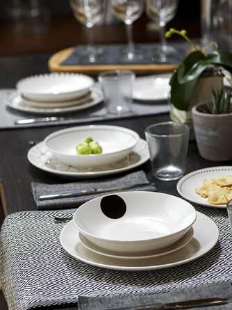 Сервіз Tognana Graphic, 18 предметів, для 6 осіб, порцеляна, білий