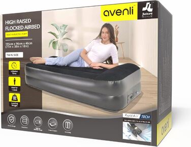 Надувний матрац Avenli для 1 особи з вбудованим насосом 195x96x46 см - самонадувний, флоксований, для кемпінгу та дому