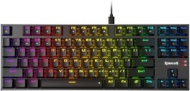 Redragon K660 RGB-механічна клавіатура для геймінгу, TKL, 87 клавіш, з підсвічуванням, підключення через кабель, алюмінієва база, тихі червоні перемикачі