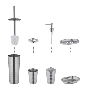 Relaxdays 5-piece Bathroom Set Stainless Steel