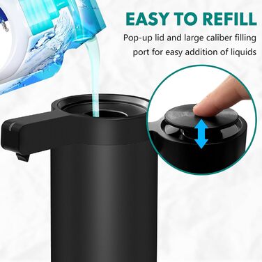 Mamiddle Automatic Soap Dispenser Stainless Steel with Sensor Infrared Soap Dispenser Electric IPX5 Waterproof USB-C Charging with Sensor Infrared Motion Sensor for Kitchen & Bath (Black)