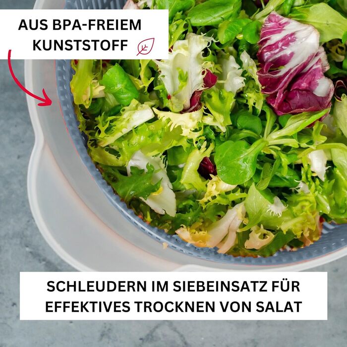 Westmark Fortuna: Салатниця-швидкообертач, 5 л, пластик, BPA-Free, блакитна