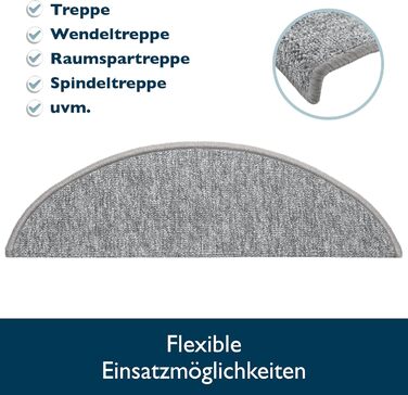 Килимок на сходи Beautissu ProStair 55x15 см (15 шт.) - сірий, самоклеючий, для вузьких сходів