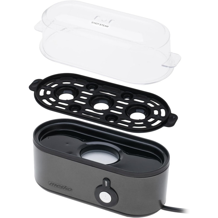 Електричний яйцеварка Mesko MS 4485: 1-3 яйця, напівтверді/тверді, режим приготування, мірний стакан, індикатор, автовимкнення