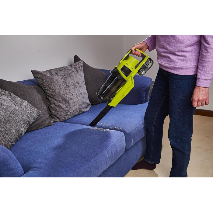 RYOBI 18V акумуляторний пилосос ONE+ Brushless RSV18BL-0 (900 л/хв, 800 мл, без акумулятора та зарядного пристрою), зелений та антрацитовий, 90 AirWatt