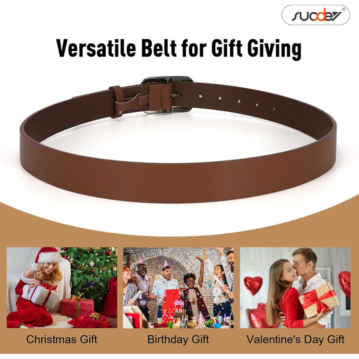 Жіночий шкіряний ремінь Suosdey, класичний чорний з квітковим пряжкою, для джинсів, суконь, модний аксесуар (колір: рудий коричневий, довжина 120 см, розмір: 93-103 см)