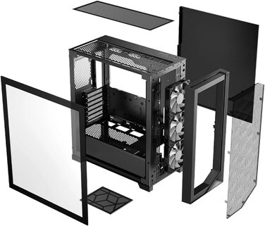 Корпус ПК Tower ATX CPS C3T500 ARGB: 6 вентиляторів ARGB, підтримка RTX 40, двостороннє скло, без колонок (Чорний)