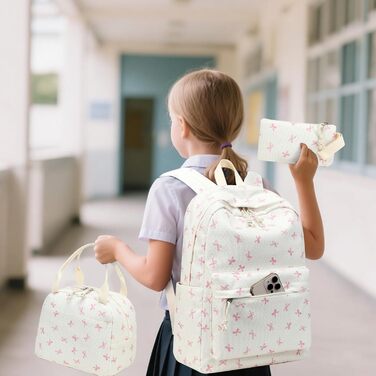 Шкільний рюкзак LEDAOU для хлопчиків та дівчаток-підлітків, білий з ромашками, чорний, рюкзак з рожевими метеликами