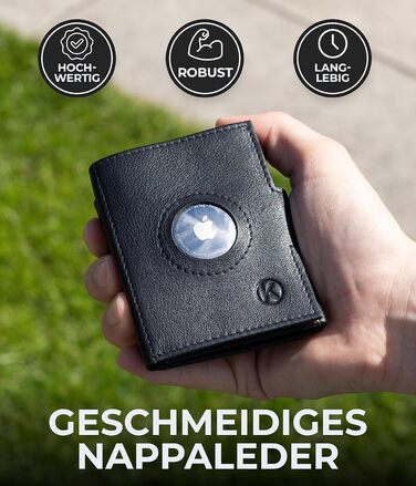 Гаманець Koruta Slim з RFID захистом та відділенням для монет (Carbon, Чорний) + AirTag. Картхолдер для чоловіків та жінок