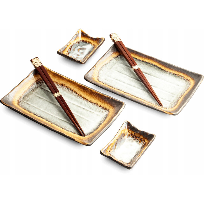 Набір керамічного посуду для суші EDO JAPAN (жовто-сіро-коричневий) на 2 особи