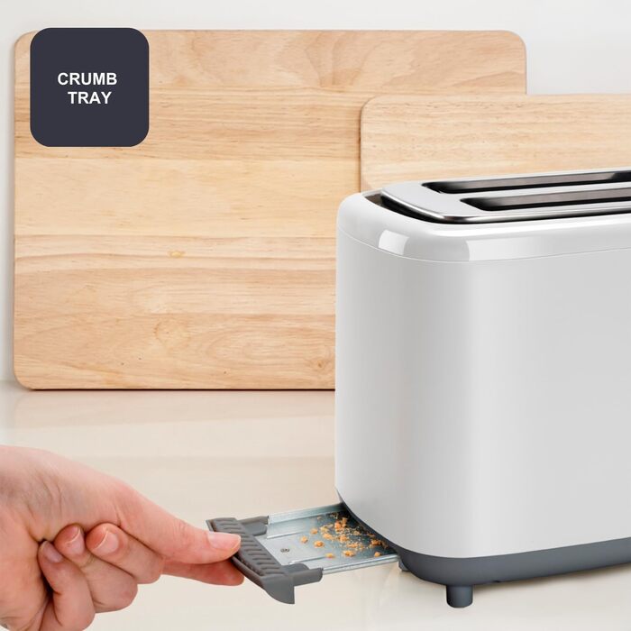 Тостер Black+Decker BXTO1001E, 1000 Вт, 2 слоти, 7 рівнів підсмажування, підйом тостів, білий