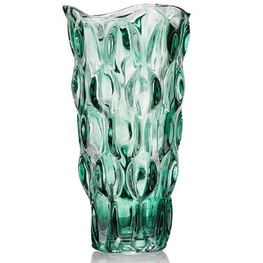 Скляна ваза Glas Blume, 24 см, сучасний мінімалістичний дизайн, ручної роботи, для квітів та декору, зелений колір