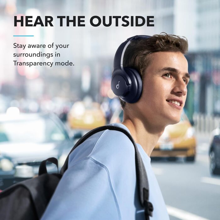 Бездротові Bluetooth-навушники Soundcore by Anker Q20i з гібридним активним шумозаглушенням (ANC), Hi-Res Audio, 40 год роботи, керування через додаток (Відновлені, Синій)