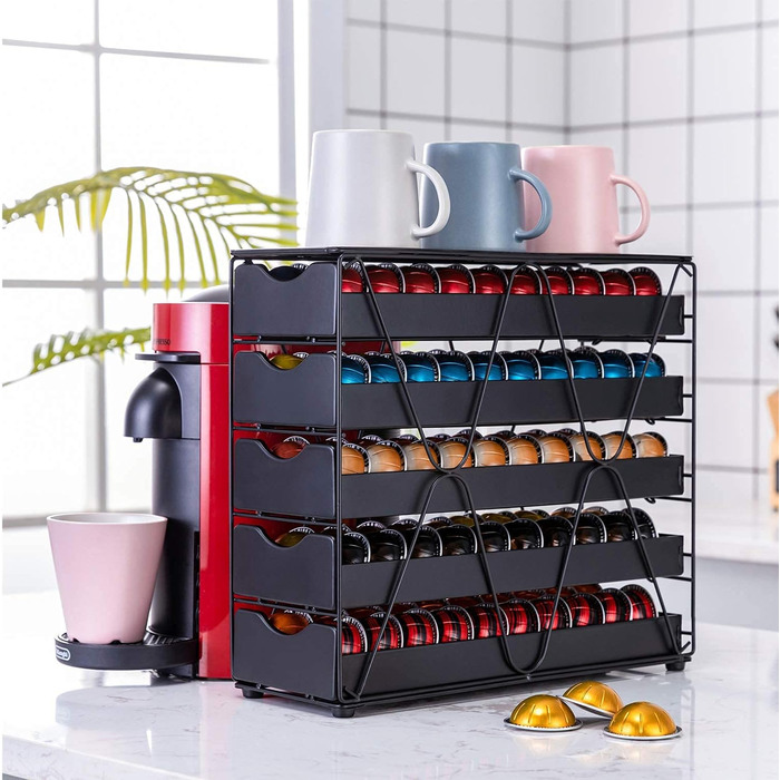 Організатор для капсул Nespresso Vertuo від Bagoo: 5-ярусна висувна шухляда для зберігання