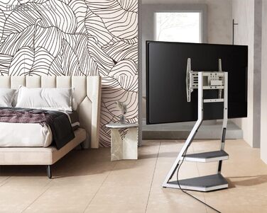 Підставка для телевізора FITUEYES Eiffel Grey, мобільна, поворотна, на коліщатках, для телевізорів 32-65 дюймів (до 40 кг), регульована висота, нахил