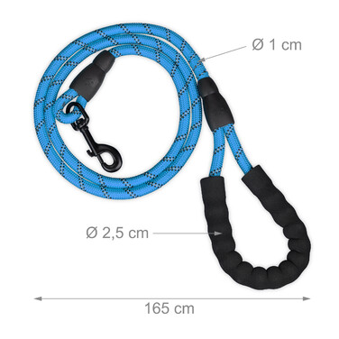 Relaxdays Padded Dog Leash Blue 150 cm