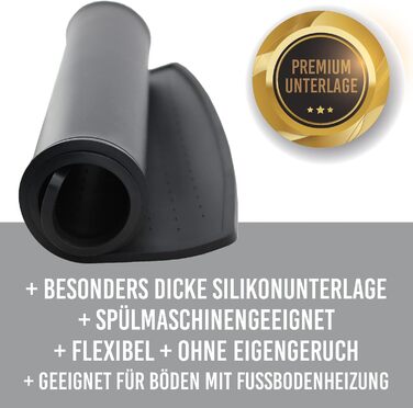 Силіконовий килимок KaraLuna Premium для годівлі котів та собак, 60 x 40 см, чорний, кутовий