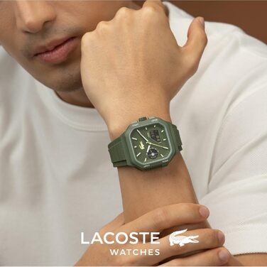 Годинник Lacoste LC33 Square силіконовий, зелений - кварцовий механізм