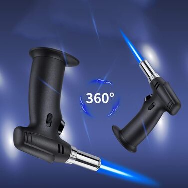 Кулінарний пальник-газовий обпалювач ibforcty, багаторазовий кухонний пальник з регулюванням полум'я та замком безпеки для десертів, крем-брюле та BBQ, чорний