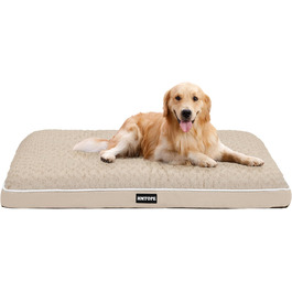 Ортопедичний лежак для собак, двоярусний килимок для собак, зручний лежак для собак, знімний кошик для собак, 90 см для собак маленьких та середніх порід (105 x 69 x 12 см, бежевий)