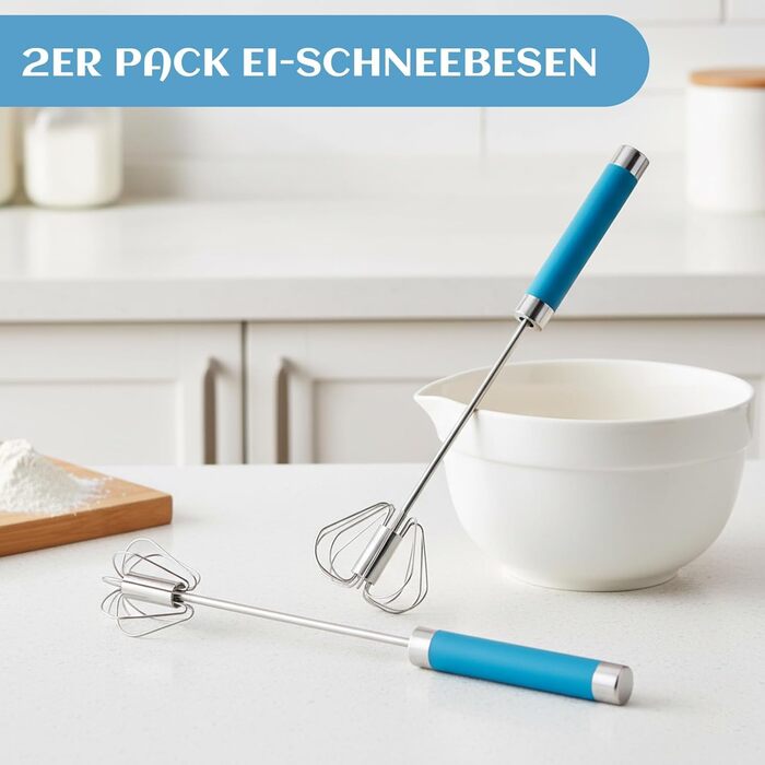 Набір з 2 штук напівавтоматичних міксерів для випічки та приготування їжі на природі, нержавіюча сталь, 10 та 12 дюймів