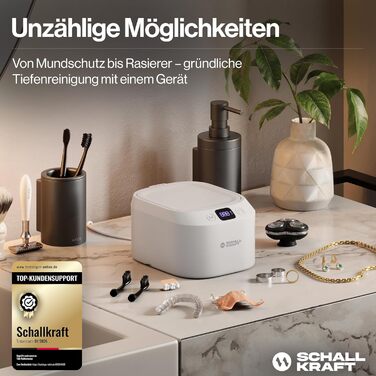 Ультразвукова ванна для чищення 48 кГц з УФ-дезінфекцією | Для ювелірних виробів, зубних кап, брекетів та дрібних предметів | Біла