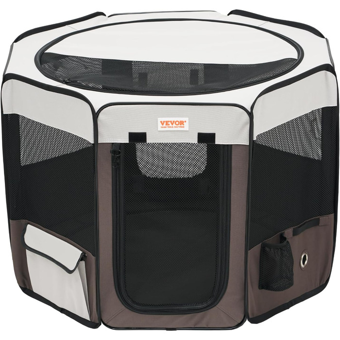 Вольєр для цуценят VEVOR, складаний, 914 x 914 x 584 мм, з мискою, 600D Oxford, для собак та інших дрібних тварин, чорний