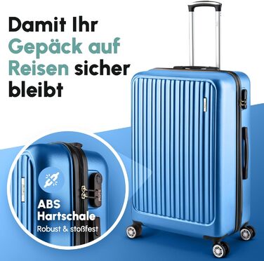 ABS валіза Hartschalenkoffer Easy Move - ергономічна, безпечна, з 360° колесами та кодовим замком. Компактний рол-валіз для подорожей, блакитний (Set)