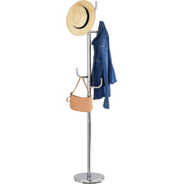 IDIMEX Clothes Rack Mila made of metal, a practical coat rack with 8 hooks. Timeless hat stand with round chrome base.