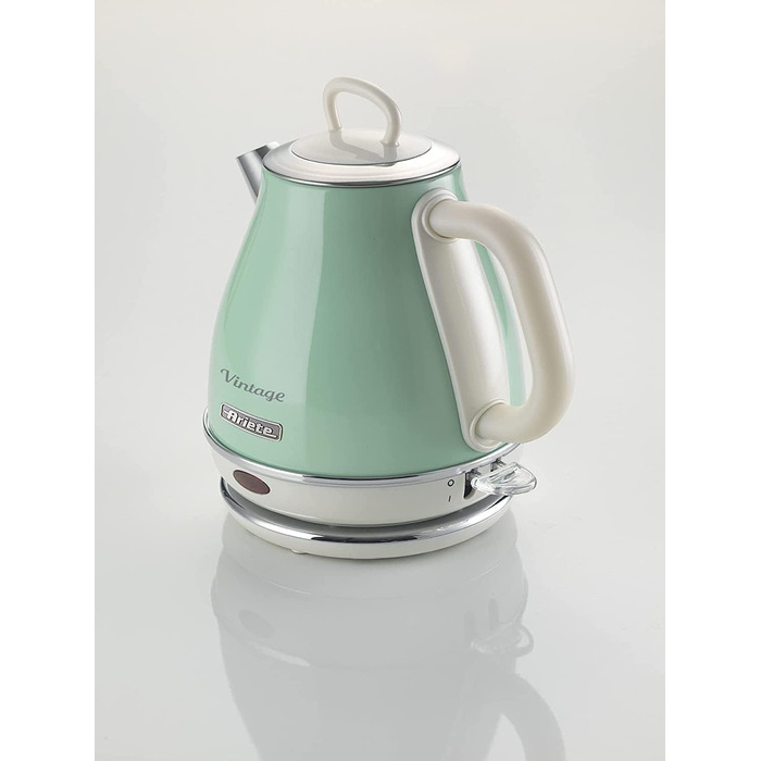 Електричний чайник Ariete Vintage 2868, Бежевий, 1 л, 1600W, з нержавіючої сталі, Retro дизайн, бездротовий, з автовимкненням