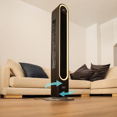 Турбовентилятор Cecotec EnergySilence 9090 Skyline Ionic, 119 см, 45 Вт, іонізатор, LED-дисплей, пульт ДК, 3 режими, 12 год таймер, осциляція 70º, висота 47' (42' висота), чорний