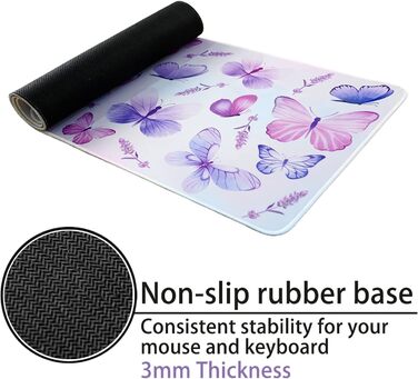 Килимок для миші з сакурою Sakura, чорний XL, великий, з квітами, 80 x 30 см, аксесуар для столу