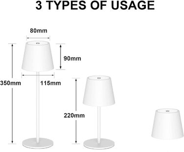 Акумуляторна LED-лампа Antela настільна бездротова диммерна, IP44, чорна, 2 шт. для дому/кафе/бару