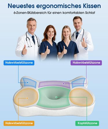 Подушка ортопедична BOYUNSHI з піни Memory Foam для сну на боці, спині та животі. 2 знімні охолоджуючі чохли, 2 висоти.