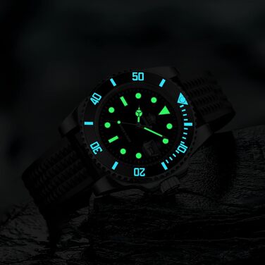 Годинник чоловічий ADDIESDIVE з кварцовим механізмом, аналоговий, водонепроникний 20bar, з нержавіючої сталі, великий, з підсвічуванням, чорний/білий