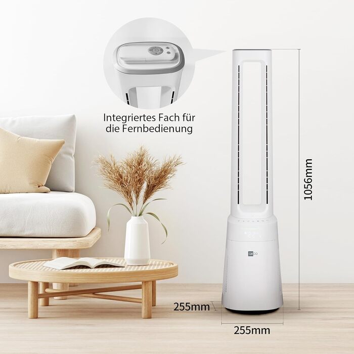 Турбовентилятор Aeco AirX Guard 2-в-1 з очищувачем повітря HEPA H13. Тиха робота 38dB, 10 швидкостей, 3 режими, осциляція 60°, таймер 12h, LED дисплей, пульт ДУ.