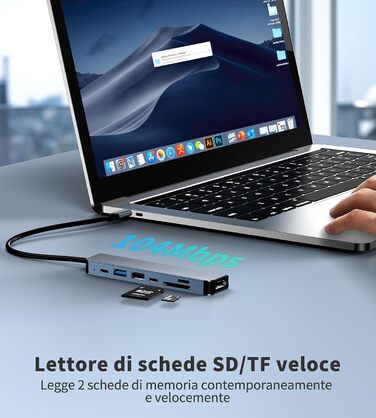 Док-станція USB-C з підставкою для ноутбука 8 в 1, хаб USB-C 4K@30Hz HDMI, SD/TF, адаптер для MacBook Pro Air, HP, Dell, Thinkpad, Surface (M79)