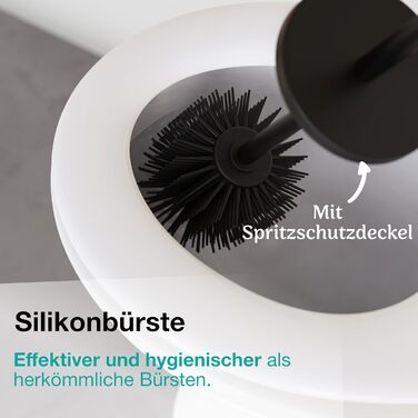 Настінна щітка для унітазу Klobürste Wandmontage чорного кольору: силіконова щітка з металом, без свердління, кріплення на стіну за допомогою наклейки або шурупа, тримач для щітки WC3680
